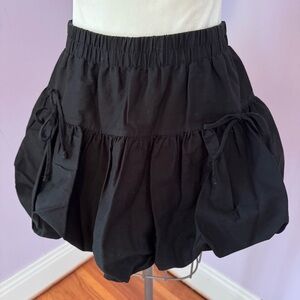 Black Puffball Skirt with Side Ties M